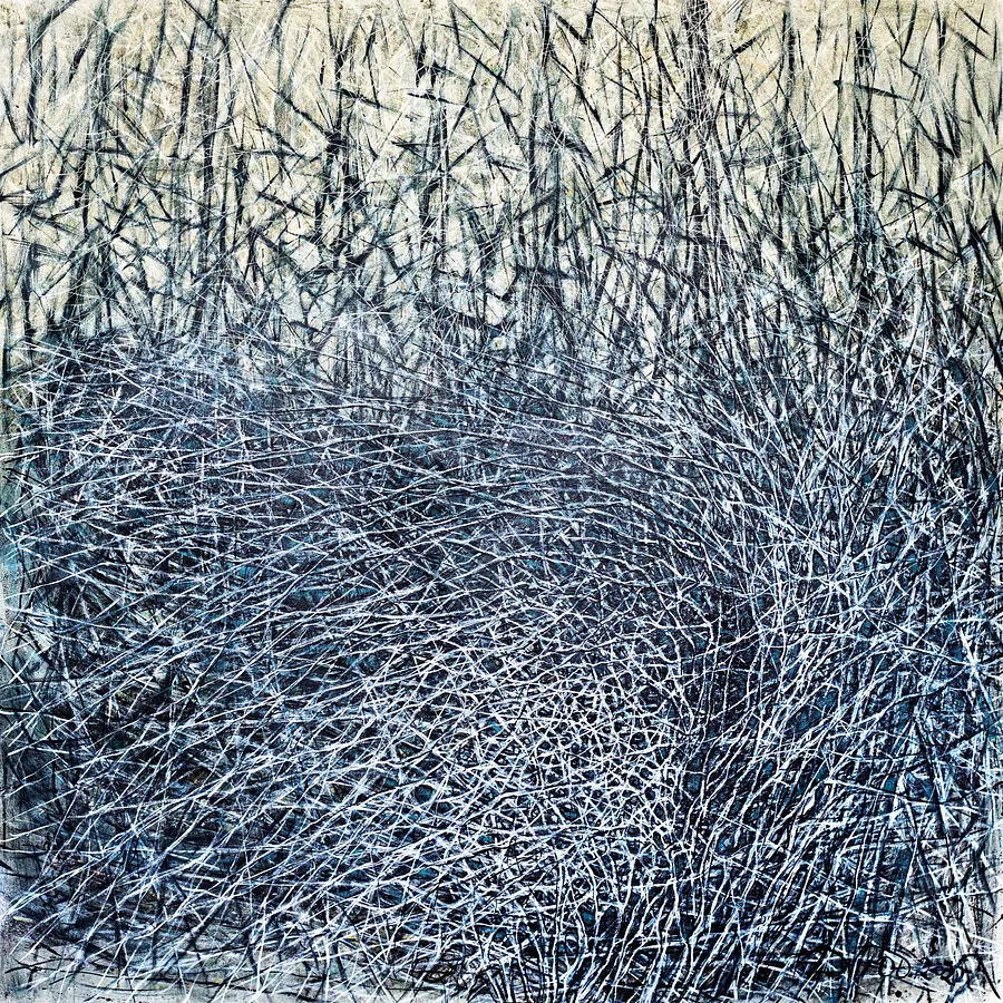 Image of Nest by Liudmyla Davydenko, size: 140x140, made of oil/canvas, Painting medium, part of the Isolines series, priced at $2500 Photo 1 of 2.