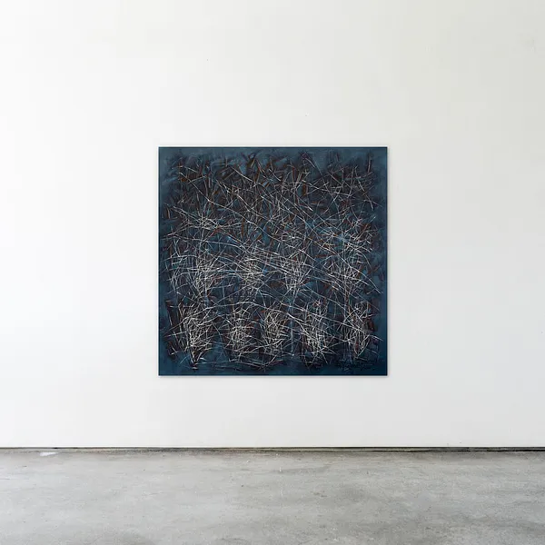 Image of The reed by Liudmyla Davydenko, size: 140x140, made of oil/canvas, Painting medium, part of the Isolines series, priced at $2500 Photo 2 of 2.