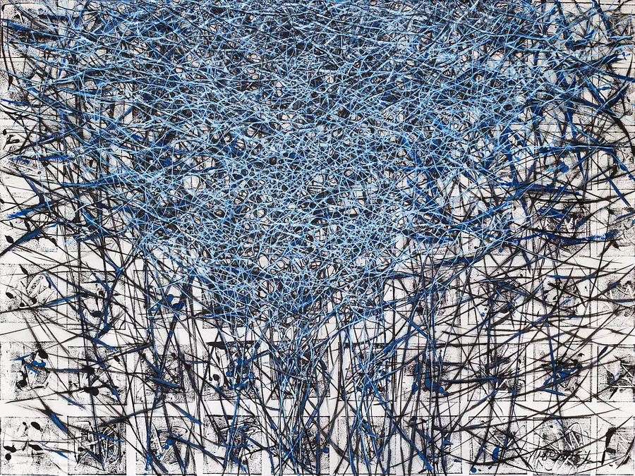 Image of Haze 1 by Liudmyla Davydenko, size: 120x160, made of oil/canvas, Painting medium, part of the Isolines series, priced at $3000 Photo 1 of 2.
