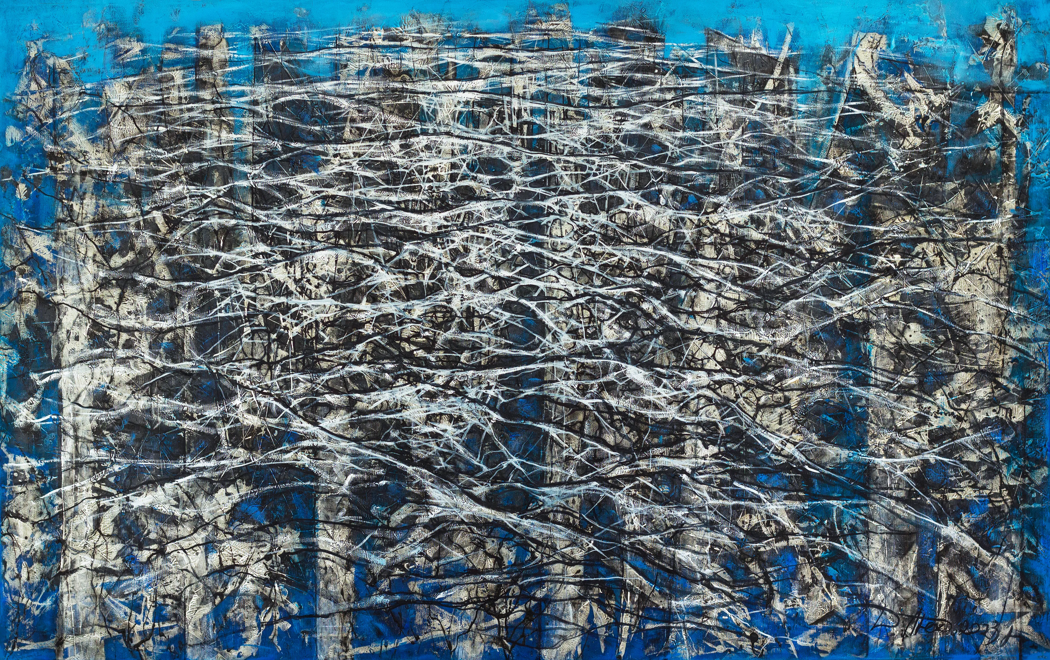 Image of Cold by Liudmyla Davydenko, size: 100х160, made of oil/canvas, Painting medium, part of the Isolines series, priced at $2500