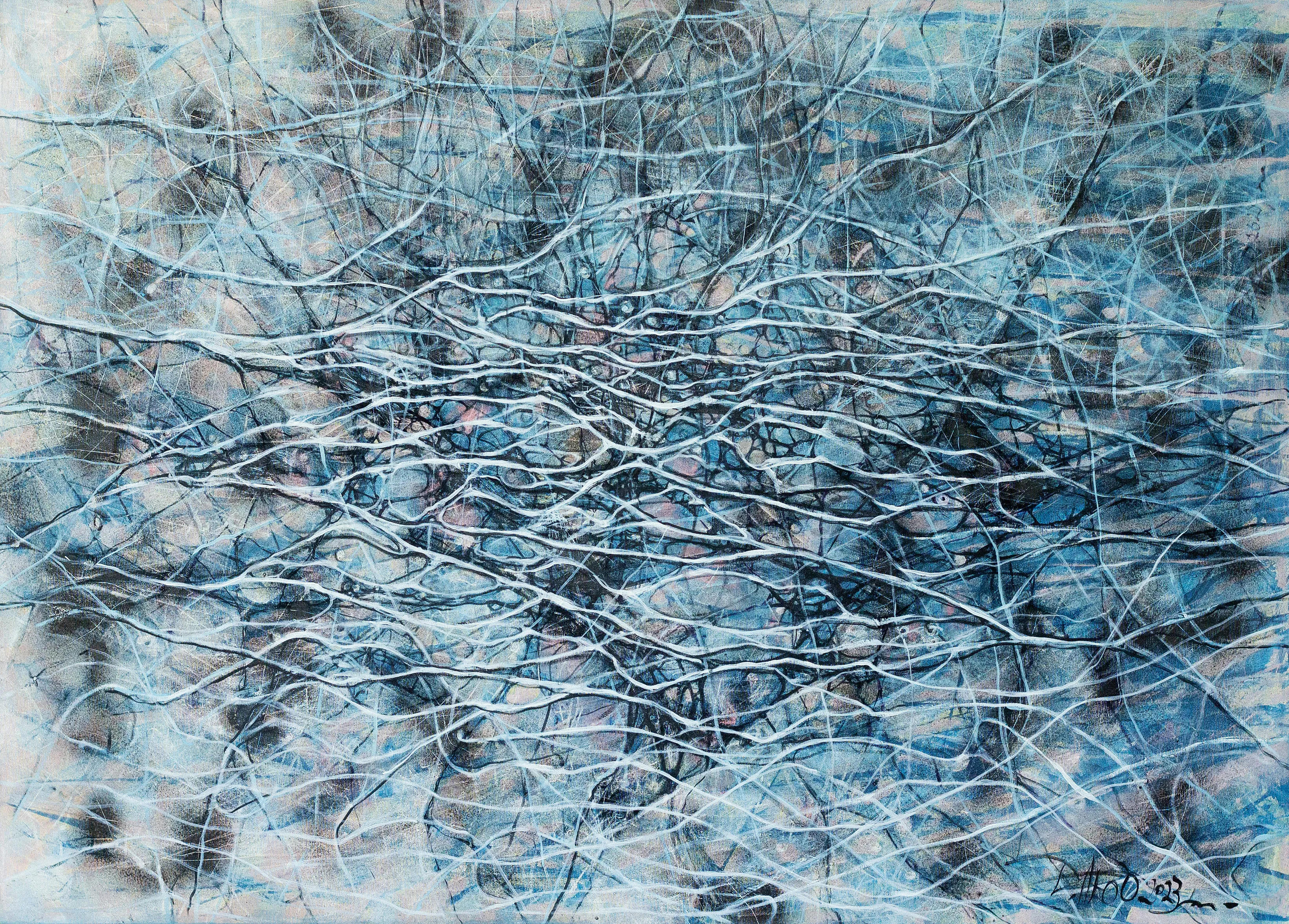 Image of Splash by Liudmyla Davydenko, size: 140х100, made of oil/canvas, Painting medium, part of the Isolines series, priced at $2500