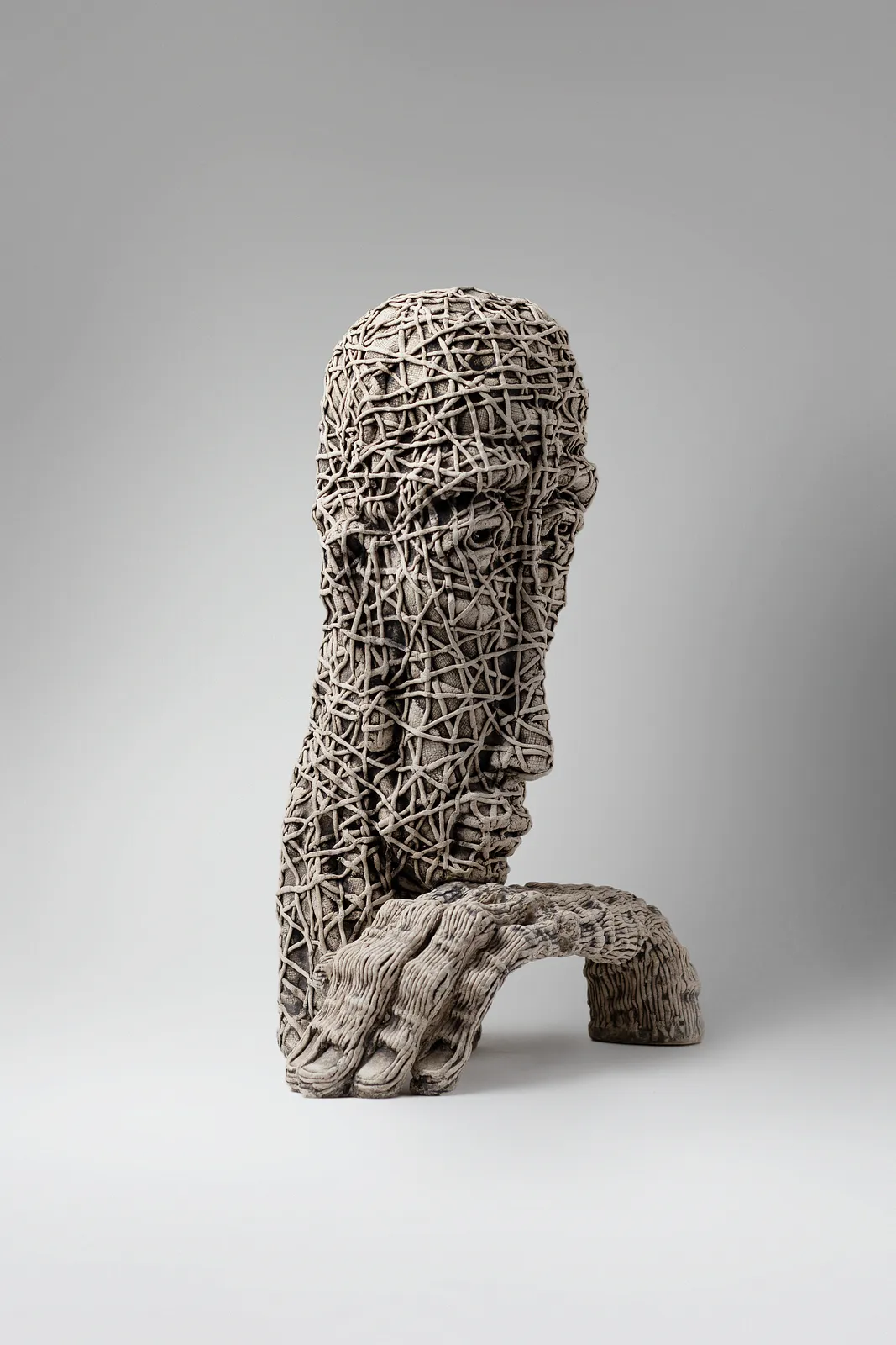 Image of Сomprehend by Liudmyla Davydenko, size: 42х30х22, made of chamotte, glaze, Sculpture medium, part of the Holova/Head series, priced at €1200 Photo 3 of 3.