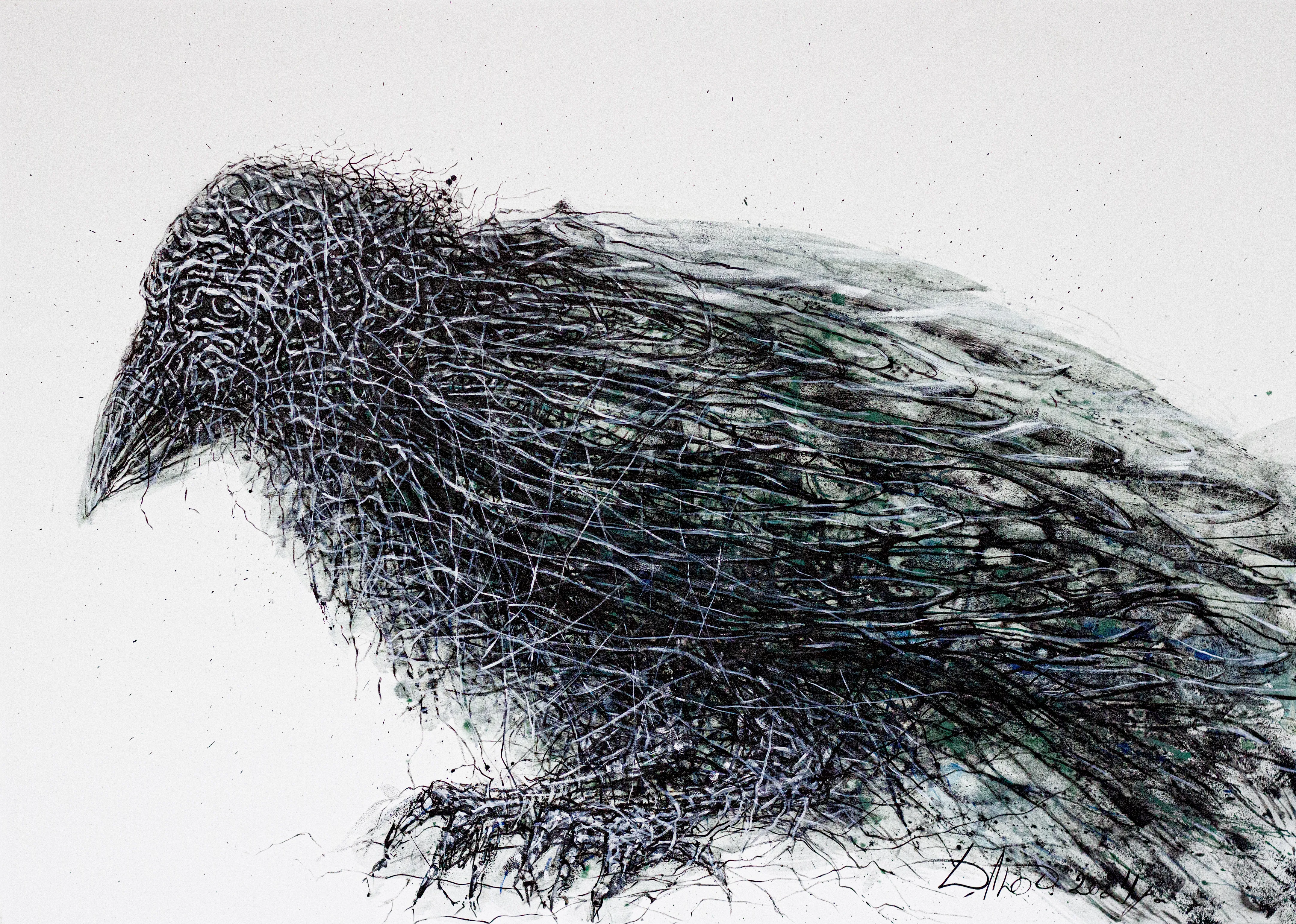 Image of Bird 2 by Liudmyla Davydenko, size: 140x100, made of oil/canvas, Painting medium, part of the Rhizome series, priced at $2500 Photo 1 of 2.