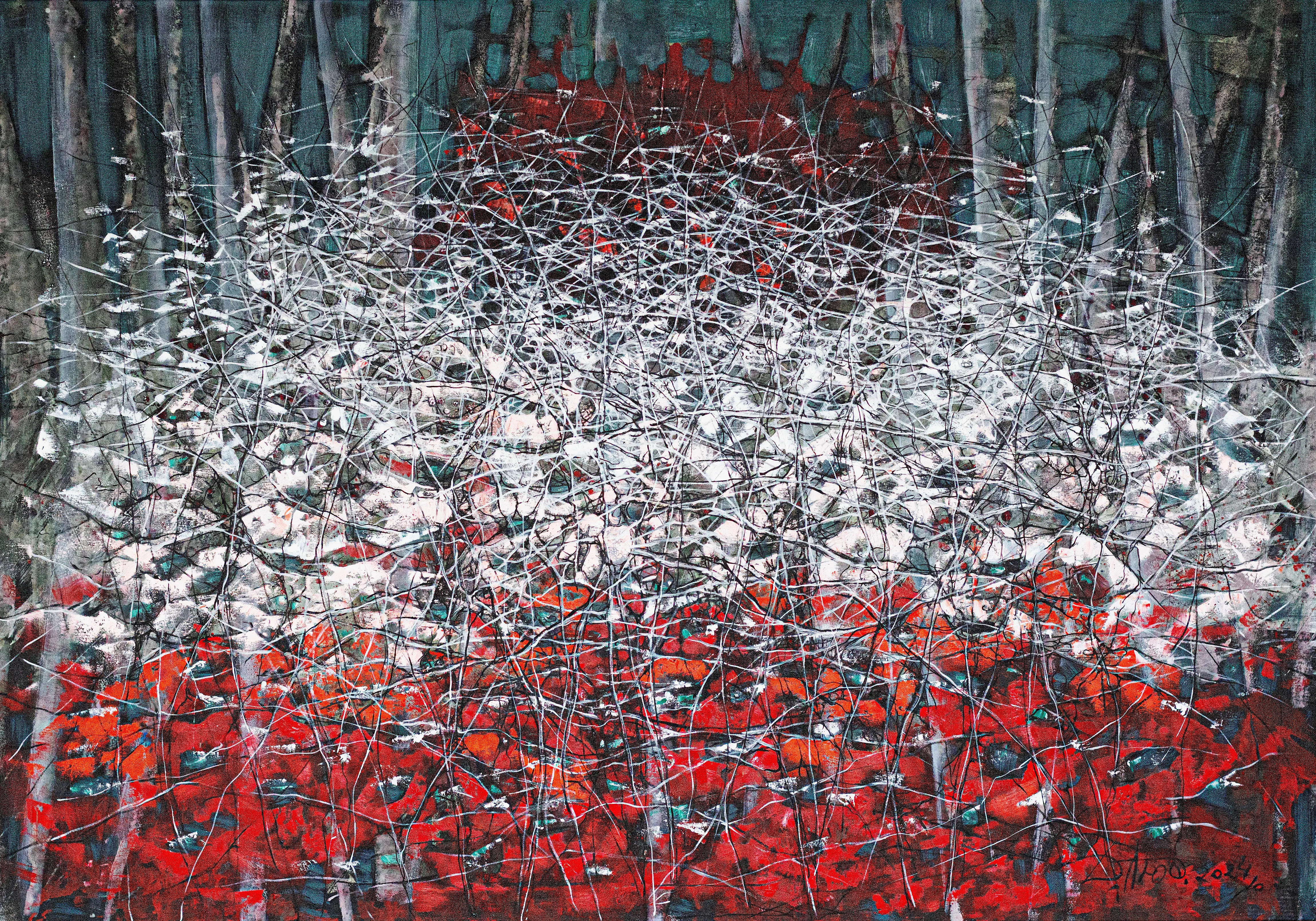 Image of Сад by Liudmyla Davydenko, size: 140x200, made of oil/canvas, Painting medium, part of the Isolines series, priced at $4000 Photo 1 of 2.