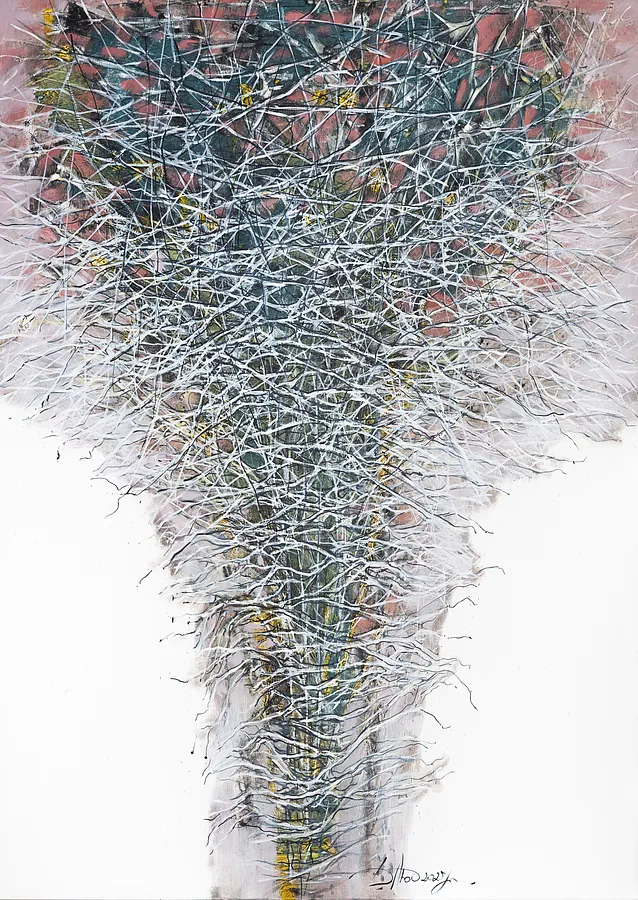 Image of Blooming by Liudmyla Davydenko, size: 100x140 см, made of Oil/canvas, Painting medium, from Lviv, part of the Isolines series, priced at €2500 Photo 1 of 2.