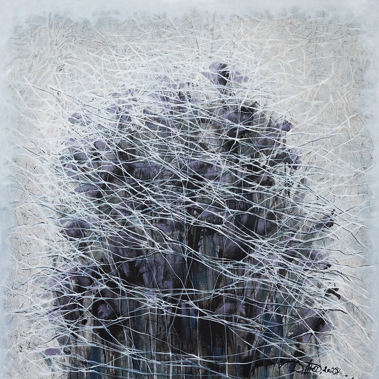 Image of Genesis 1 by Liudmyla Davydenko, size: 100x100, made of oil/canvas, Painting medium, part of the Isolines series, priced at €1500 Photo 1 of 2.
