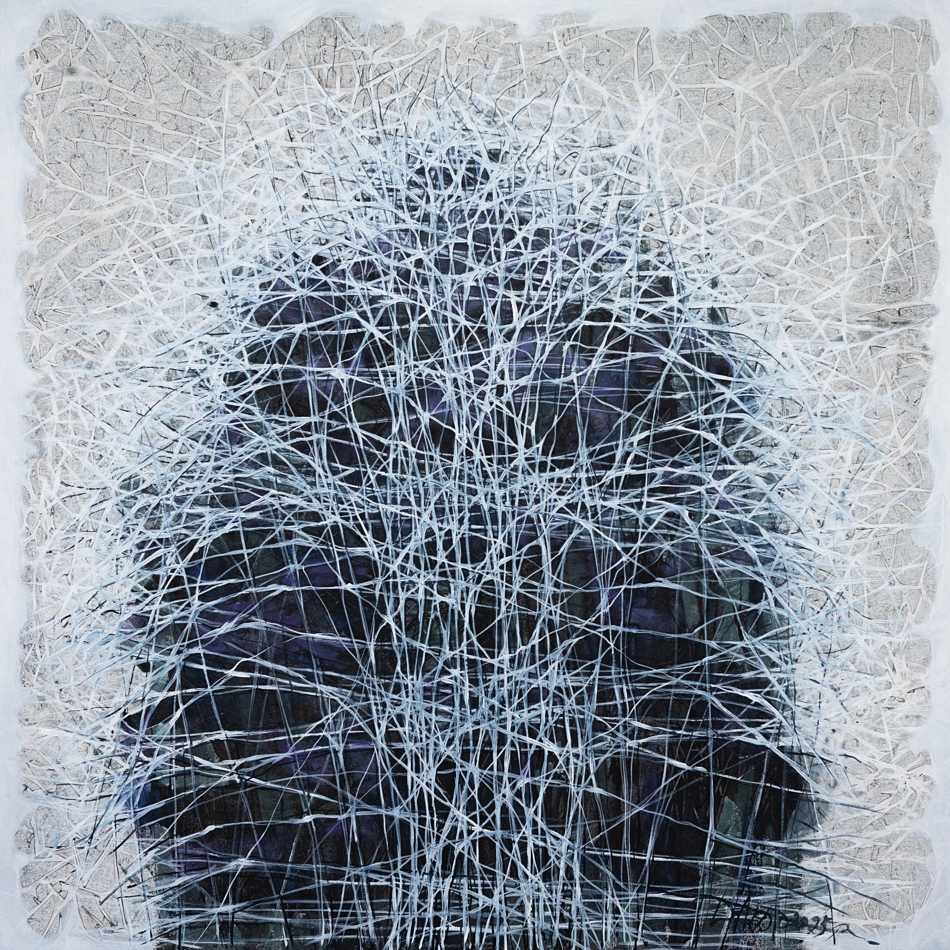 Image of Genesis 2 by Liudmyla Davydenko, size: 100x100, made of oil/canvas, Painting medium, part of the Isolines series, priced at €1500