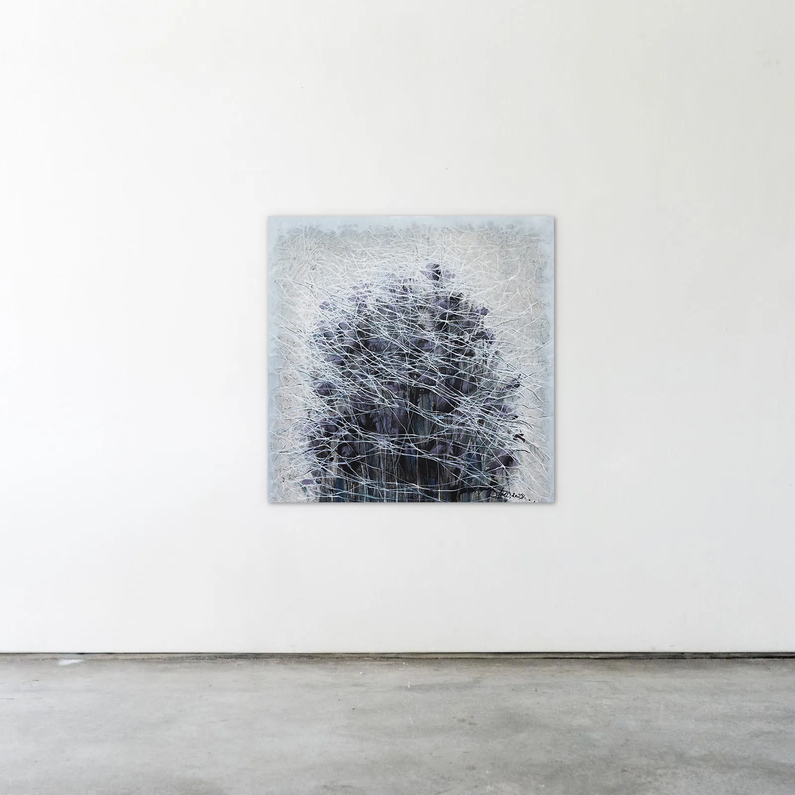 Image of Genesis 1 by Liudmyla Davydenko, size: 100x100, made of oil/canvas, Painting medium, part of the Isolines series, priced at €1500 Photo 2 of 2.