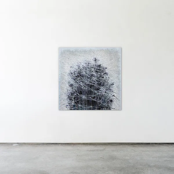 Image of Genesis 1 by Liudmyla Davydenko, size: 100x100, made of oil/canvas, Painting medium, part of the Isolines series, priced at €1500 Photo 2 of 2.