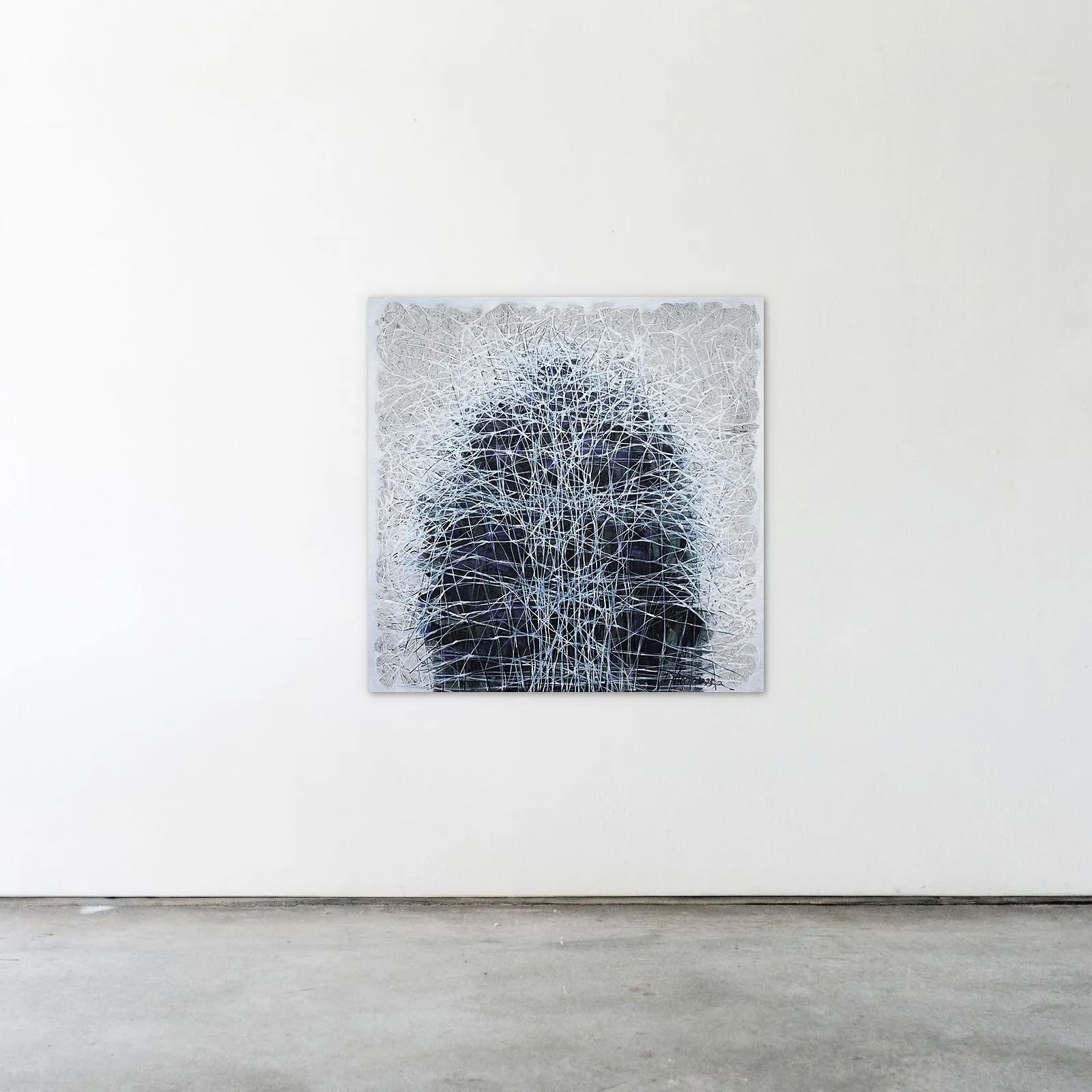 Image of Genesis 2 by Liudmyla Davydenko, size: 100x100, made of oil/canvas, Painting medium, part of the Isolines series, priced at €1500 Photo 2 of 2.