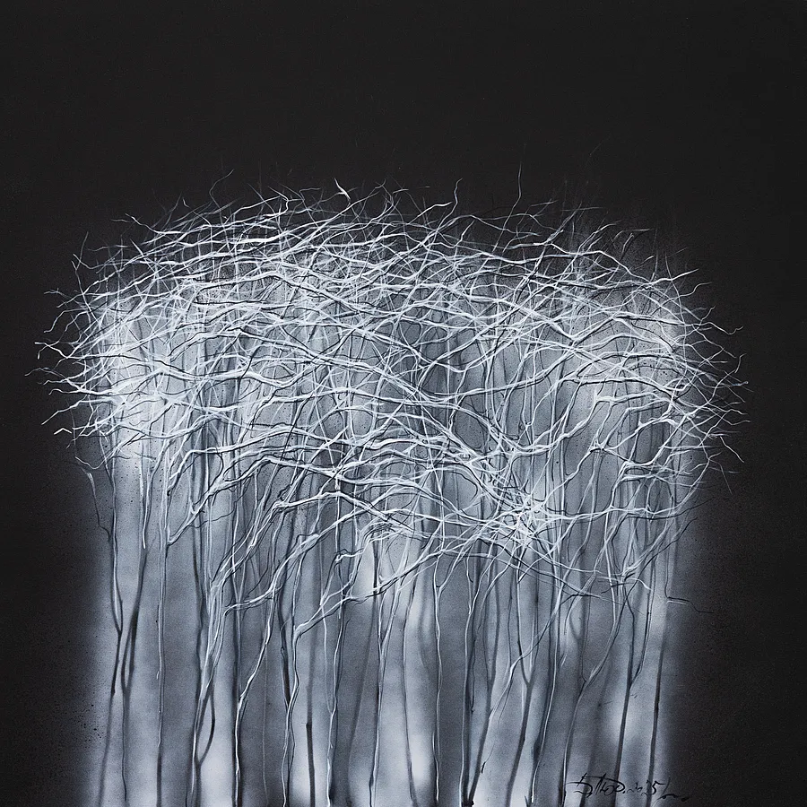 Image of State 2 by Liudmyla Davydenko, size: 100x100, made of oil/canvas, Painting medium, part of the Isolines series, priced at €1500