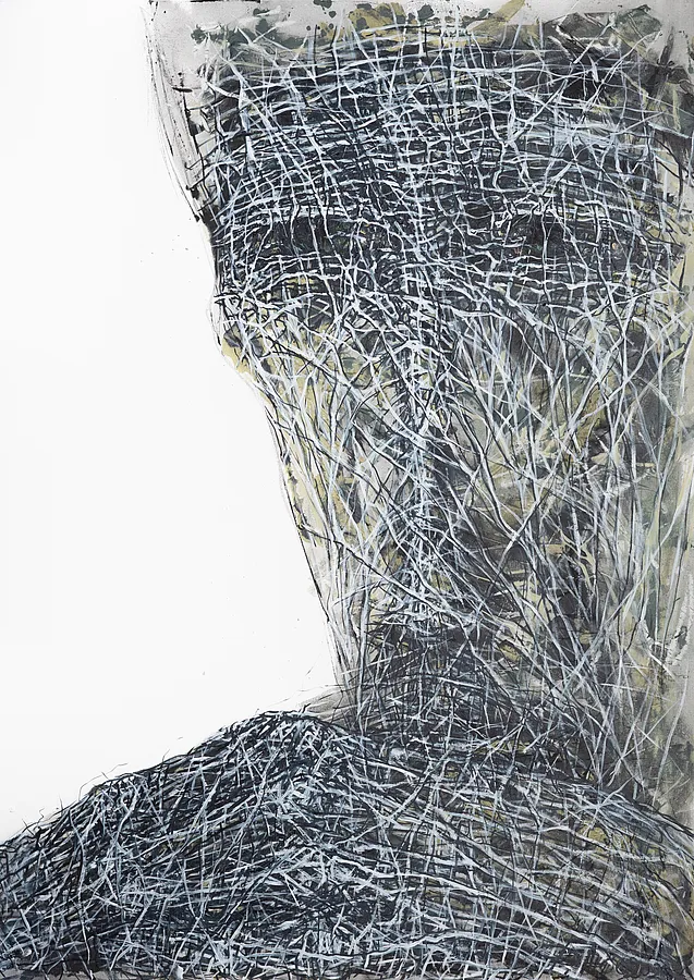 Image of In Silence by Liudmyla Davydenko, size: 100x140 см, made of oil/canvas, Painting medium, part of the Holova/Head series, priced at €2500