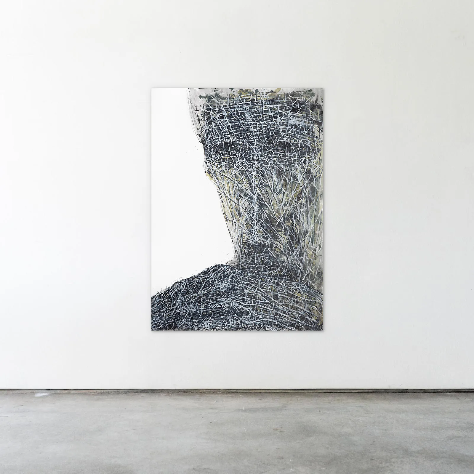 Image of In Silence by Liudmyla Davydenko, size: 100x140 см, made of oil/canvas, Painting medium, part of the Holova/Head series, priced at €2500 Photo 2 of 2.