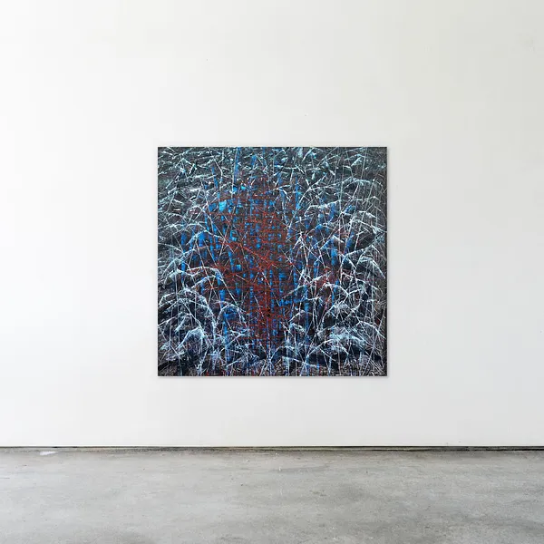 Image of Nest 2 by Liudmyla Davydenko, size: 140x140 см, made of oil / canvas, Painting medium, part of the Isolines series, priced at €3000 Photo 2 of 2.