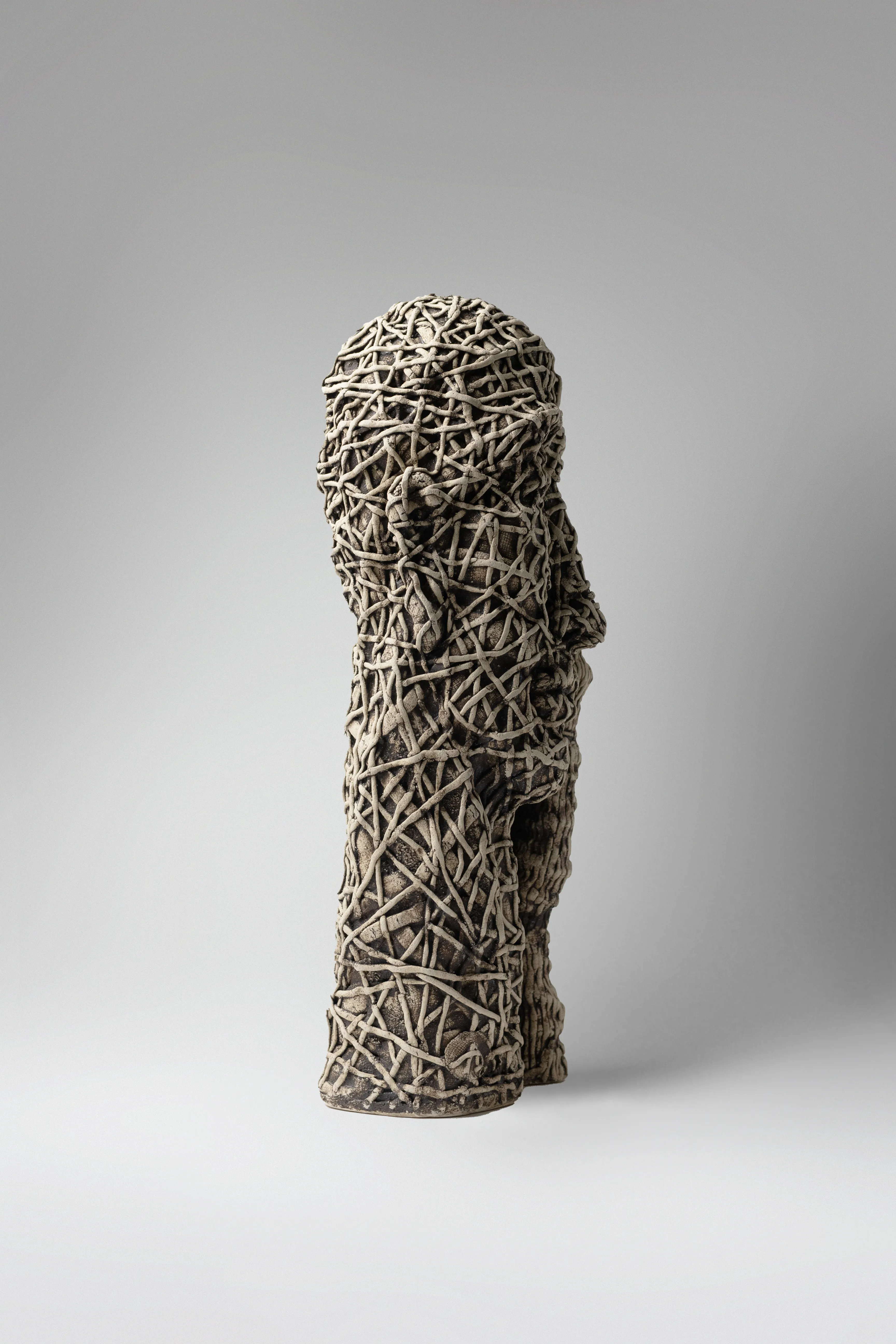 Image of Think by Liudmyla Davydenko, size: 42х16х15, made of chamotte, glaze, Sculpture medium, part of the Holova/Head series, priced at €1200 Photo 2 of 3.