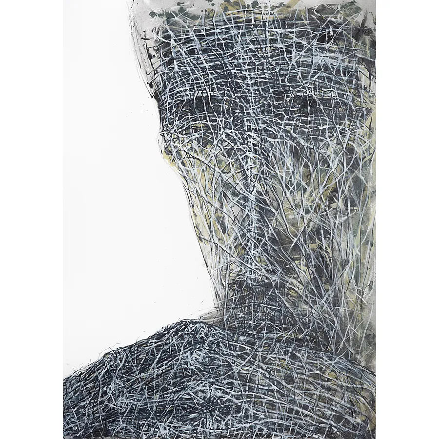 Image of In Silence by Liudmyla Davydenko, size: 100x140 см, made of oil/canvas, Painting medium, part of the Holova/Head series, priced at €2500 Photo 1 of 2.